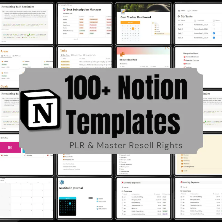 Editable Notion Template Bundle in Notion DPP MRR Digital Agenda Templates for Business Owners and Content Creators